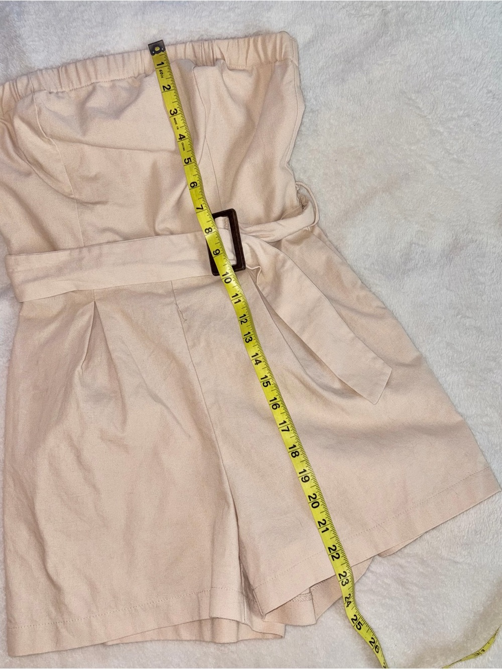 Monteau Strapless Cream Linen Romper sz M - Picture 6 of 9